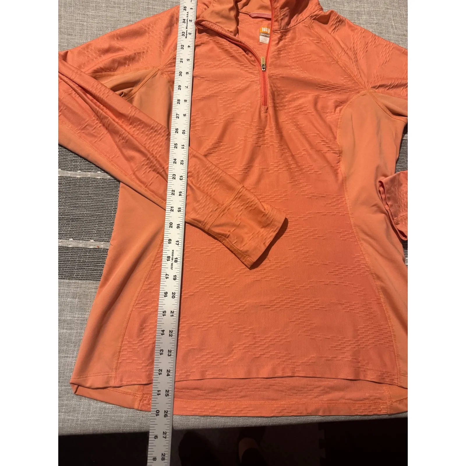 Lucy Tech Orange Textured Quarter Zip Pullover Athletic Shirt Women's Size L Size L - Image 2