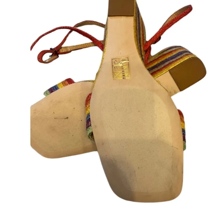 Jeffrey Campbell Rainbow Woven Ankle Strap Heeled Sandals Size 6 - Image 5