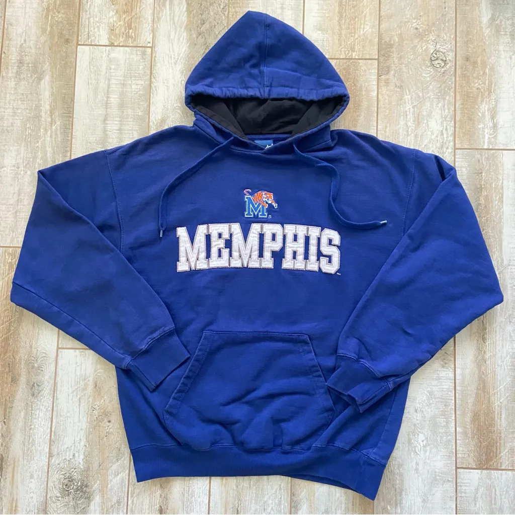 Memphis State University Hoodie Blue Size L - Image 4