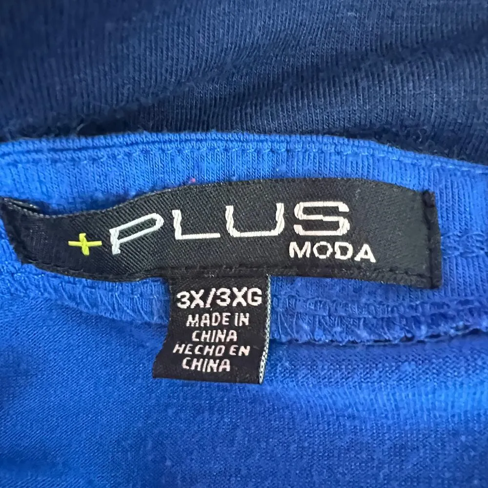 +Plus Moda Womens Maxi Dress 3X Colorblock Beachy Summer Vacation Cruise Coastal Blue - Image 2