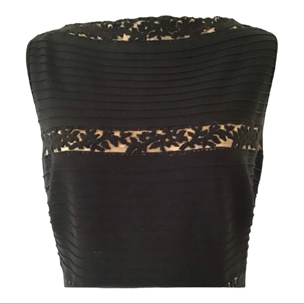 Tadashi Shoji Black Pintuck Jersey and Lace Dress - Image 6