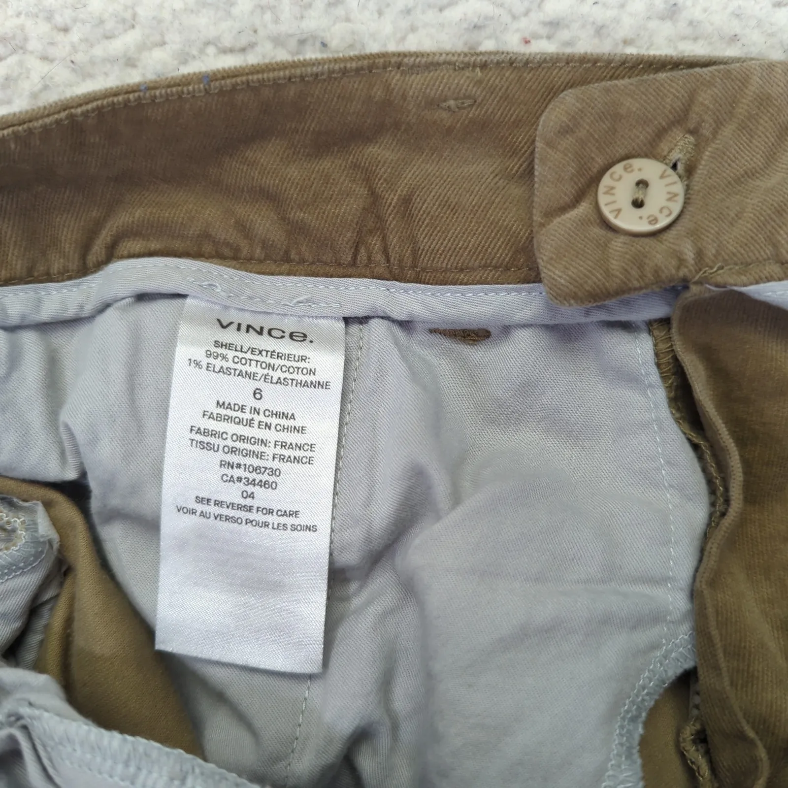 Vince Corduroy Chino‎ Pants V442521496 Tan Beige Straight Leg Women's 6 Stretch - Image 8