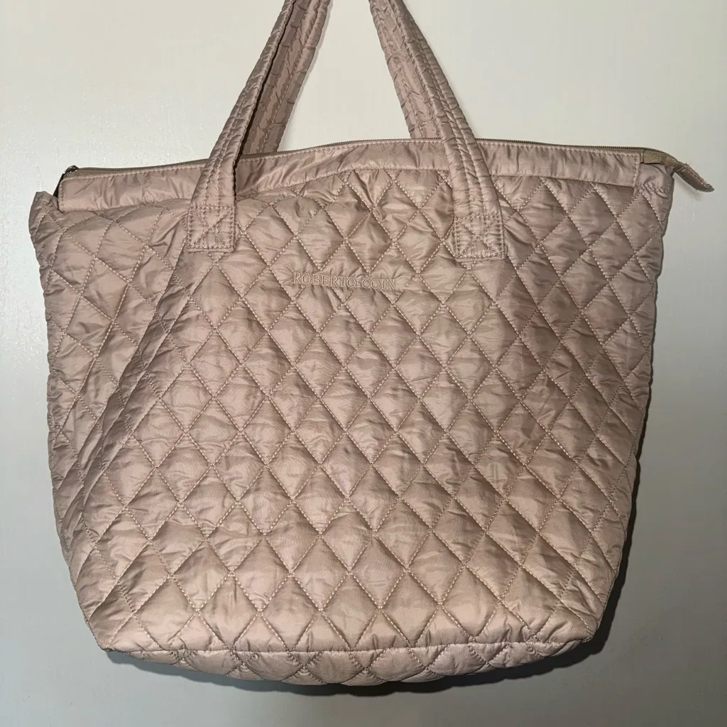 Roberto Coin Cream Quilted Tote Bag - Image 2
