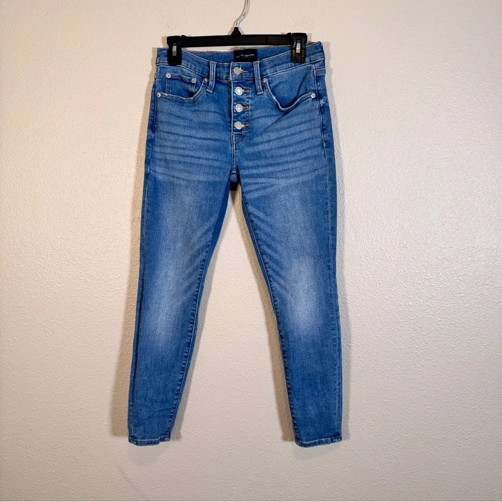 Lucky Brand Blue High Rise Skinny Jeans Womens 6 Button Fly Casual Classic Denim - Image 11
