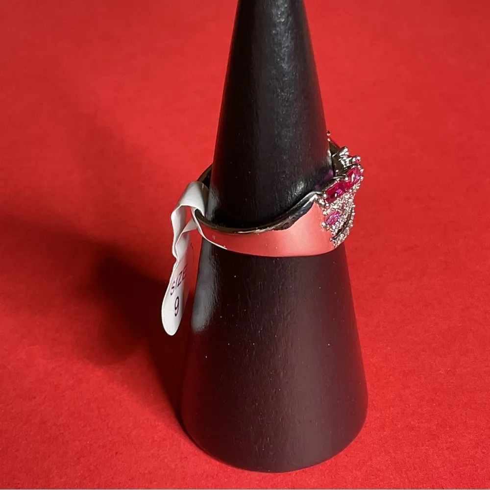 Bomb Party RBP7752 “Delight Me” Lab Created Ruby on Rhodium Size 9 Ring NWT Red - Image 2