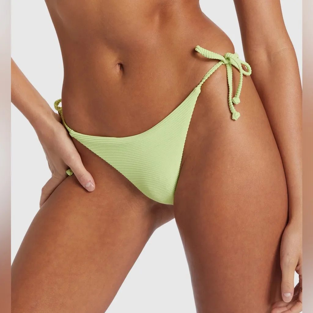 NWT Billabong Women's Tanlines Tie Side Tanga Bikini Bottom in Lime Zest Green - Image 3