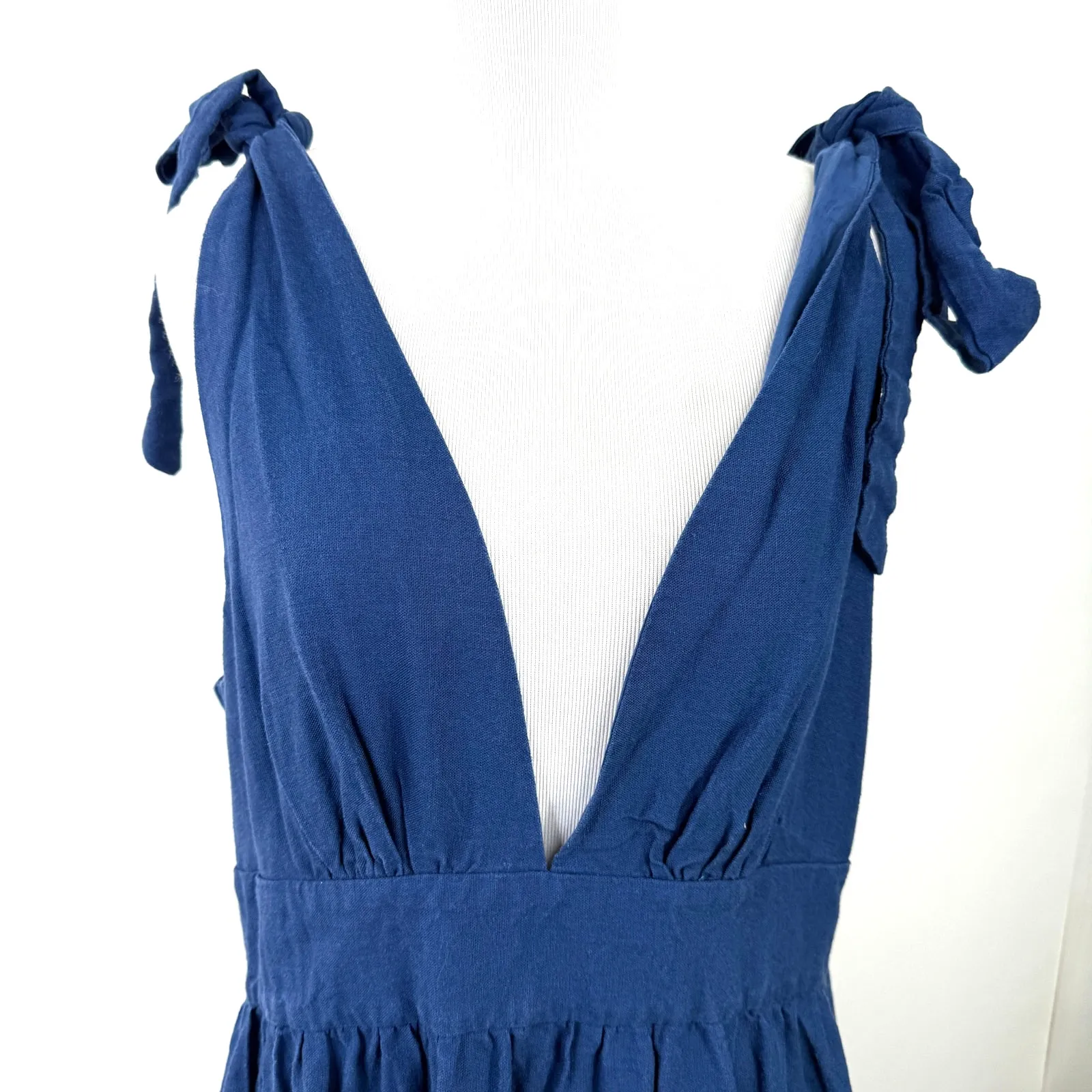 House of Harlow 1960 Blue Tired Linen Tie Strap Dress Size Large - Image 2