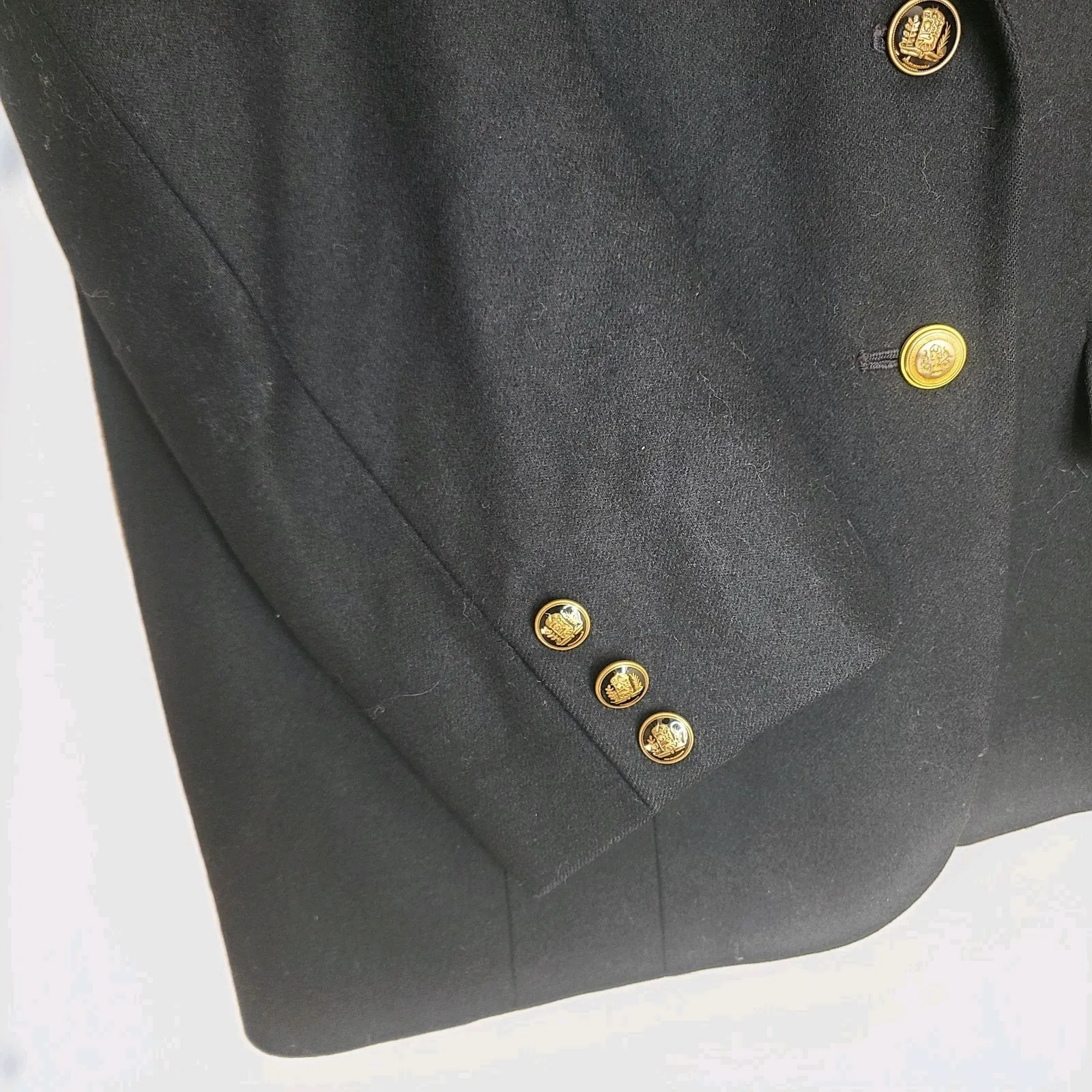 VTG Pendleton Womens Woolen Mills‎ Wool Jacket Blazer Black Gold Black Buttons - Image 5