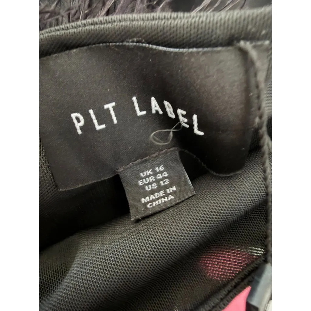 PRETTY LITTLE THING Black Label Cutout Feather Sleeve Dress Size US 12 NEW NWT - Image 4