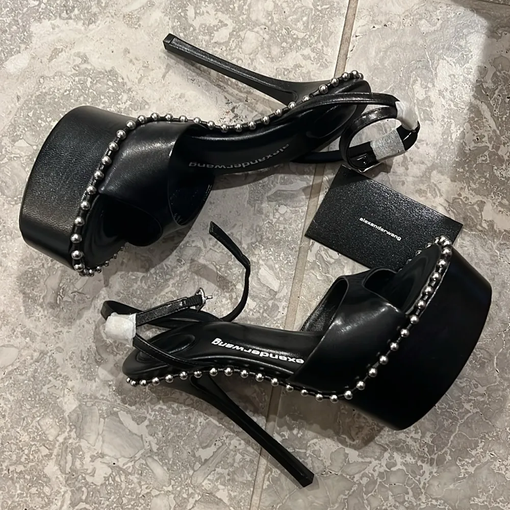 Alexander Wang Nova Ankle Strap 145 Studded Platform High Heel Sandals 35.5 NEW - Image 9