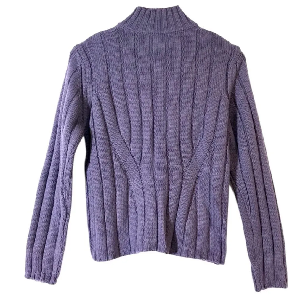 ✨Berretti Wool Blend Mock Neck Zip Sz Large Cardigan✨ Purple - Image 2