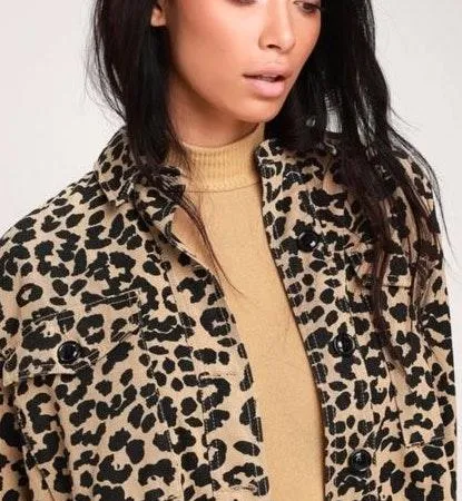 Leopard Print denim jacket Black - Image 3
