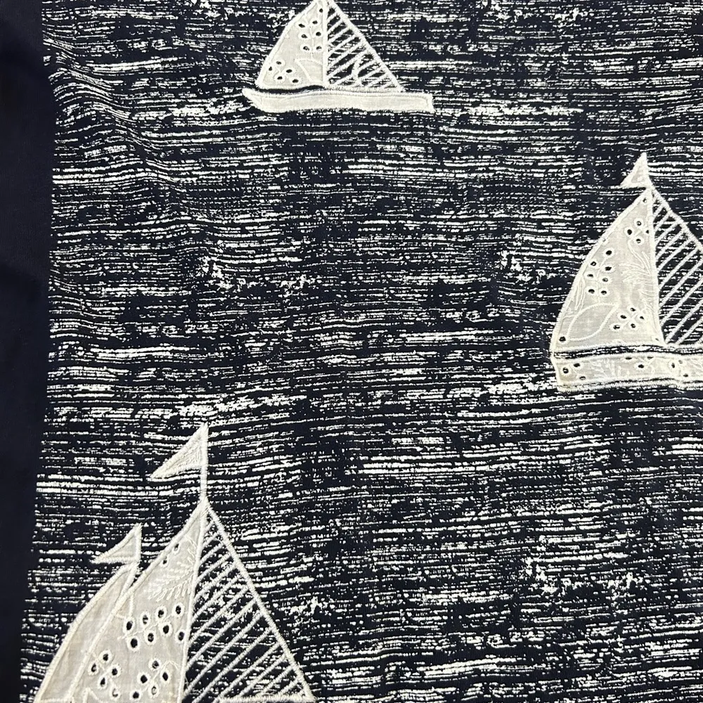 Like new Chico’s Navy Blue Graphic T-Shirt with embroidery Sailboat Design - Image 2