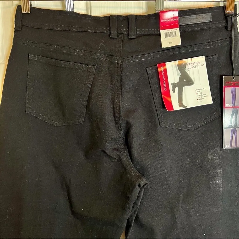 NWT Gloria Vanderbilt Black Classic Fit Tapered Leg Stretch Jean‎ Size 18 Short - Image 5