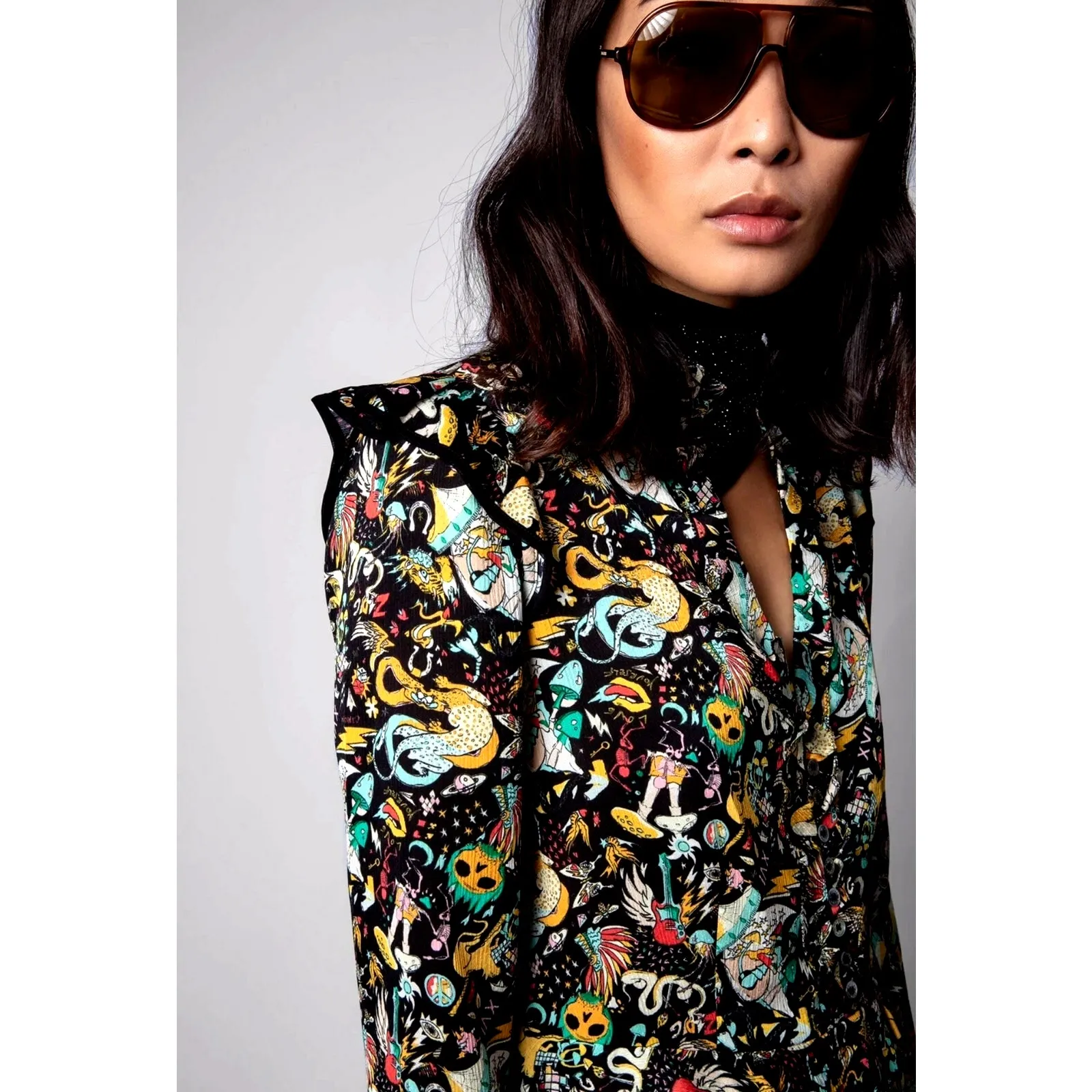 Zadig & Voltaire Rosier Circus Print Dress Midi Multi XS - Image 4