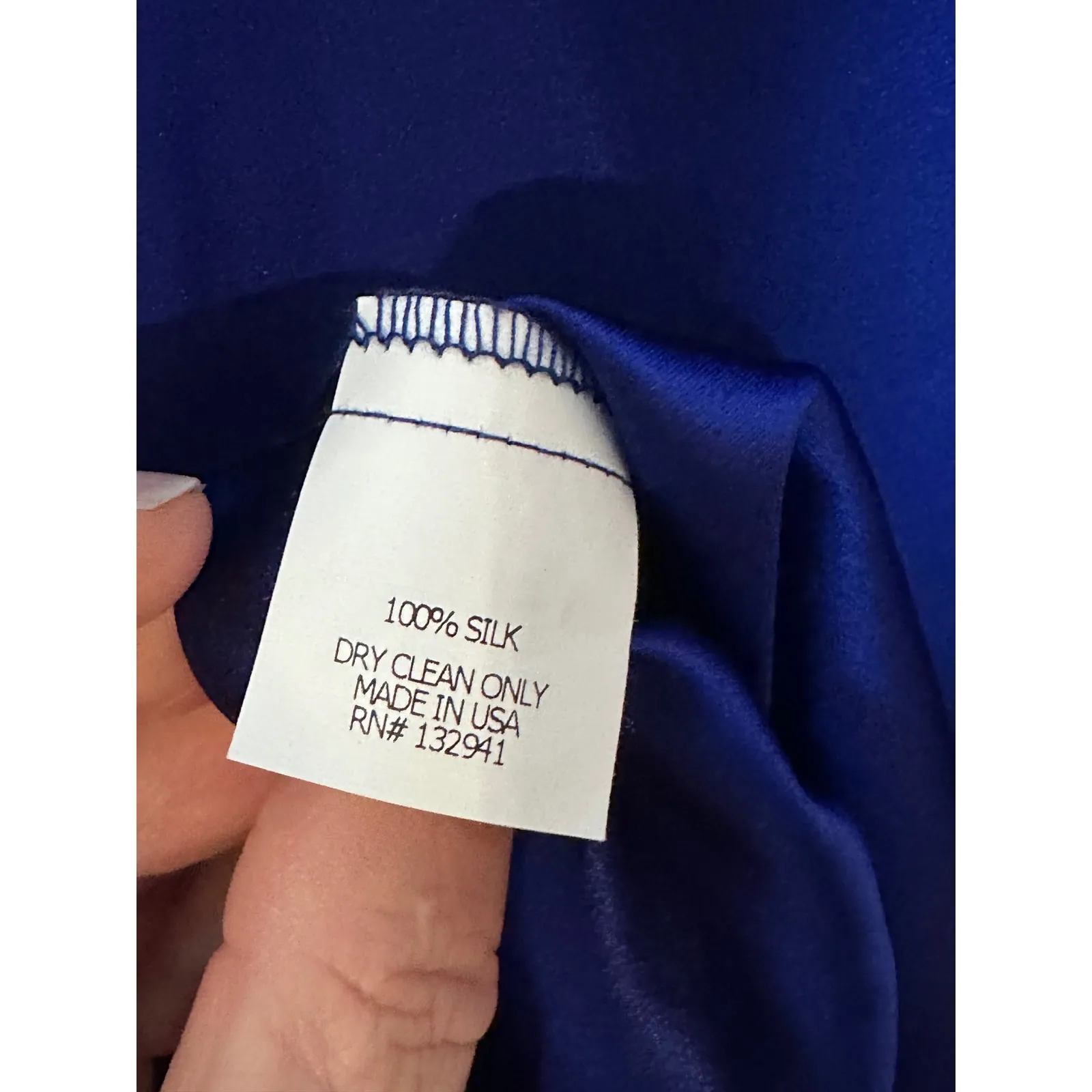 Amanda Uprichard Royal Blue Silk Shift Dress Midi 3/4 Sleeve Sz L Preppy Luxury - Image 5