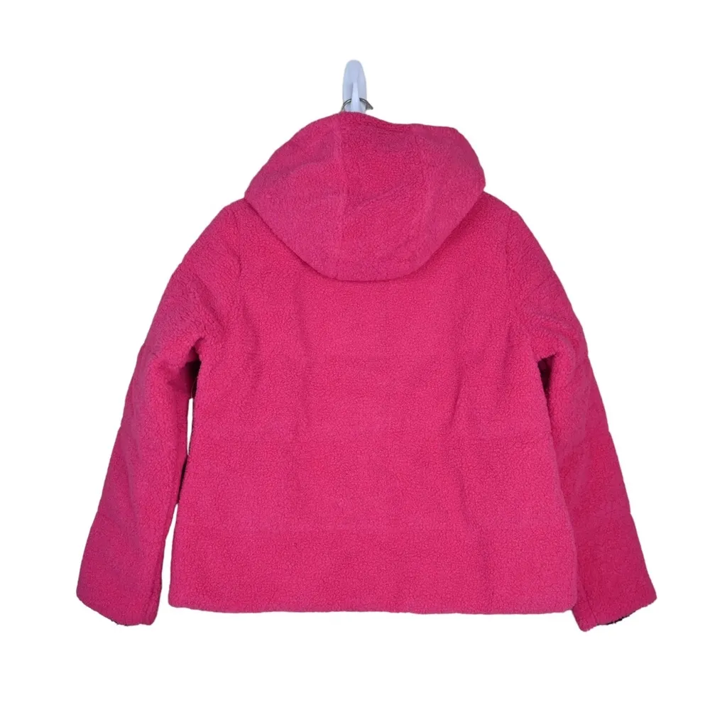 NVLT Womens M Berber Faux Shearling Fleece Hooded Jacket in Valentino Pink NEW Size M - Image 4