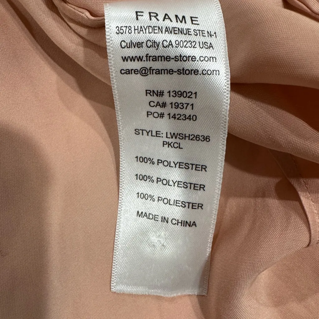 FRAME Pink Shirred Women's Peach Button-Up Top - Image 7
