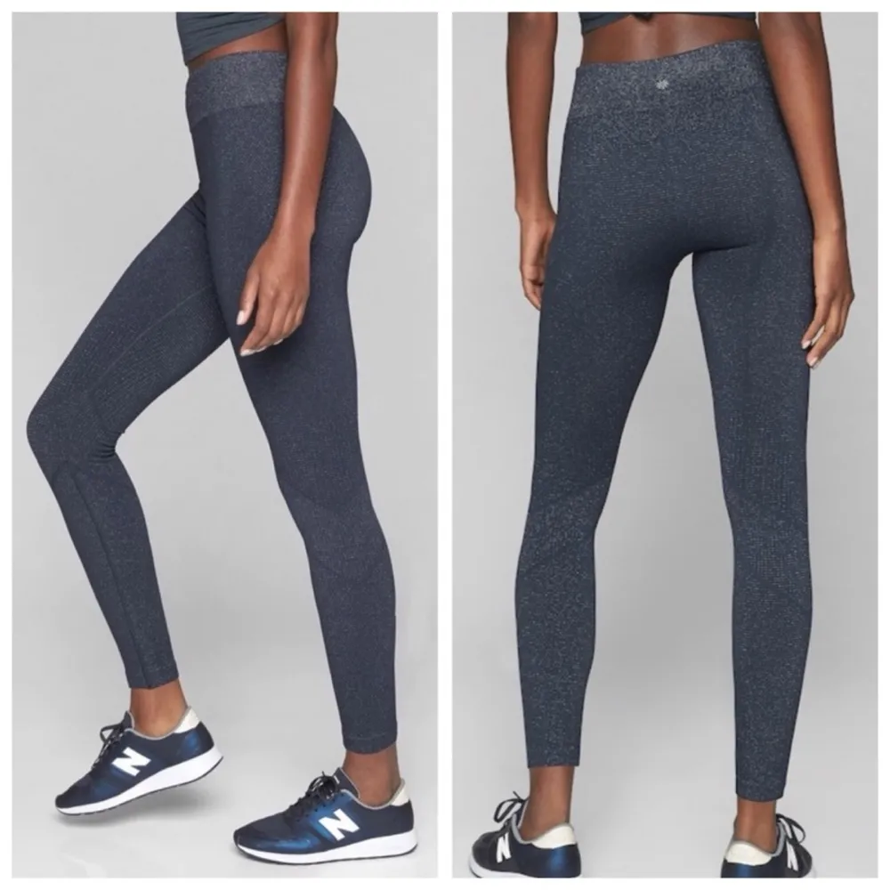 ATHLETA Shimmer Seamless Tight Leggings, High Rise Charcoal Grey Heather sz. S - Image 15
