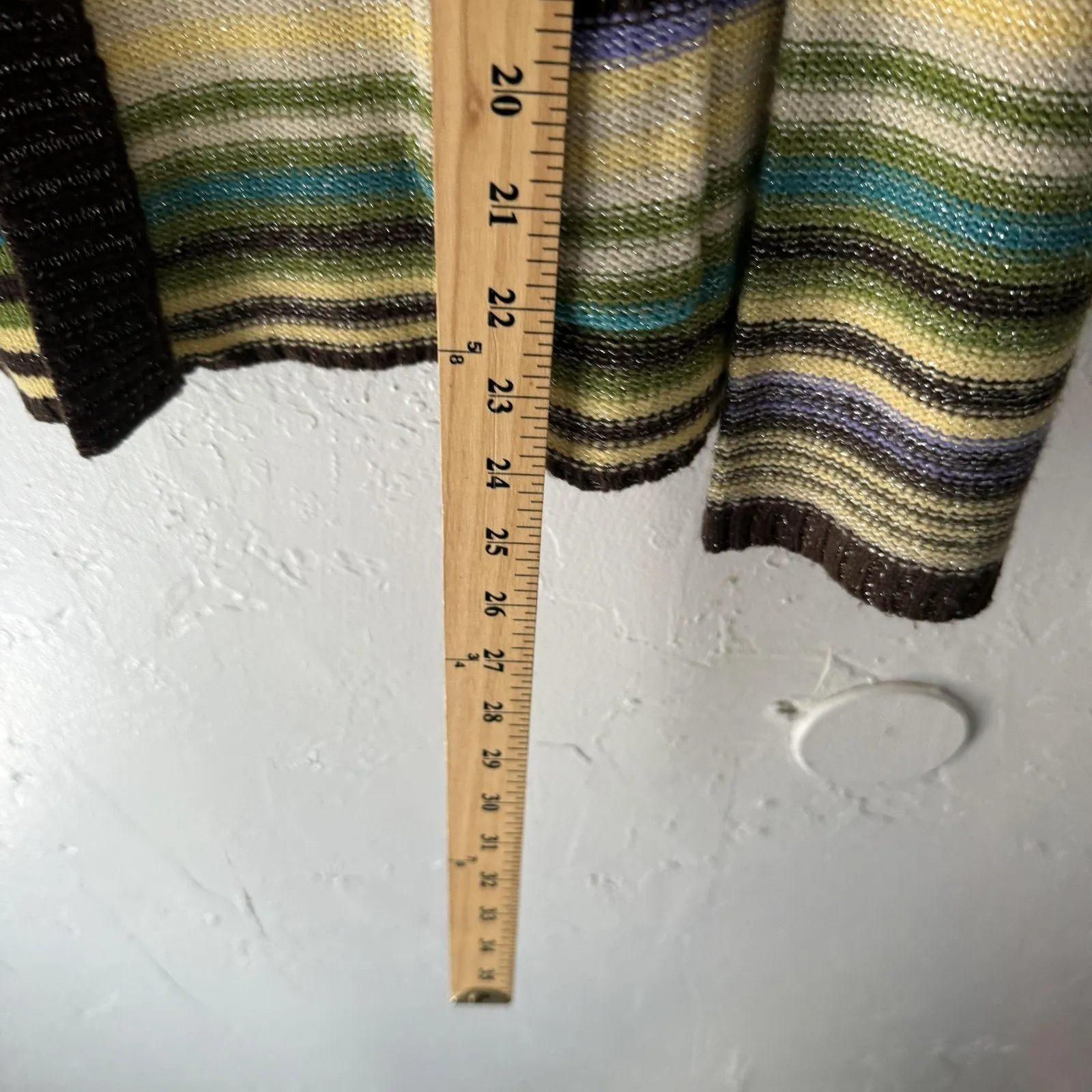 Mountain Lake Sweater Y2k Large Petite Multicolor Stripe Button Front Cardigan - Image 5