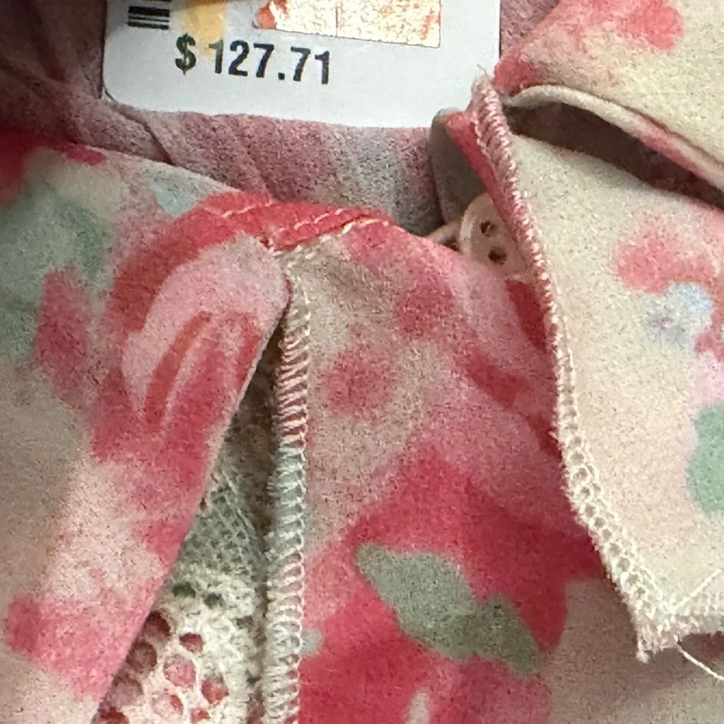 Free People Floral Ruffle Blouse - Pink and Cream NWT Boho Hippy Casual size S - Image 16