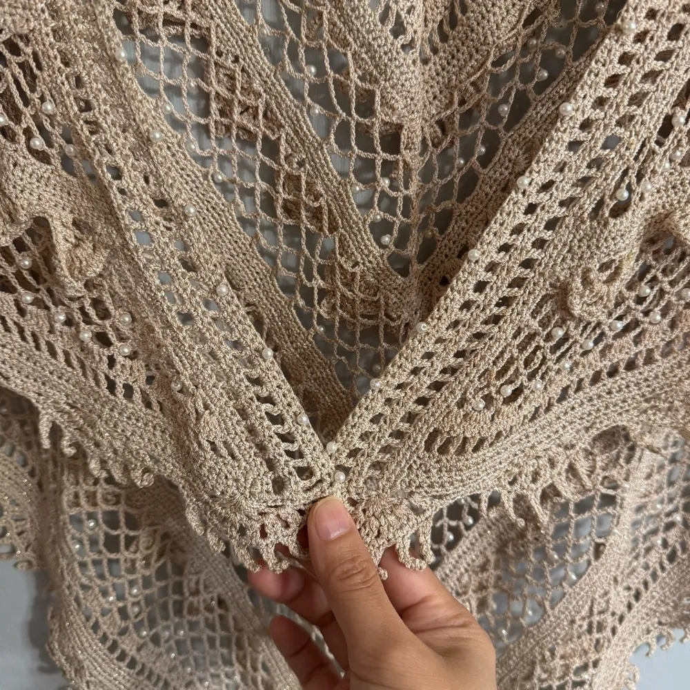 Nanette Lepore  Tan Crochet Shawl - Image 4