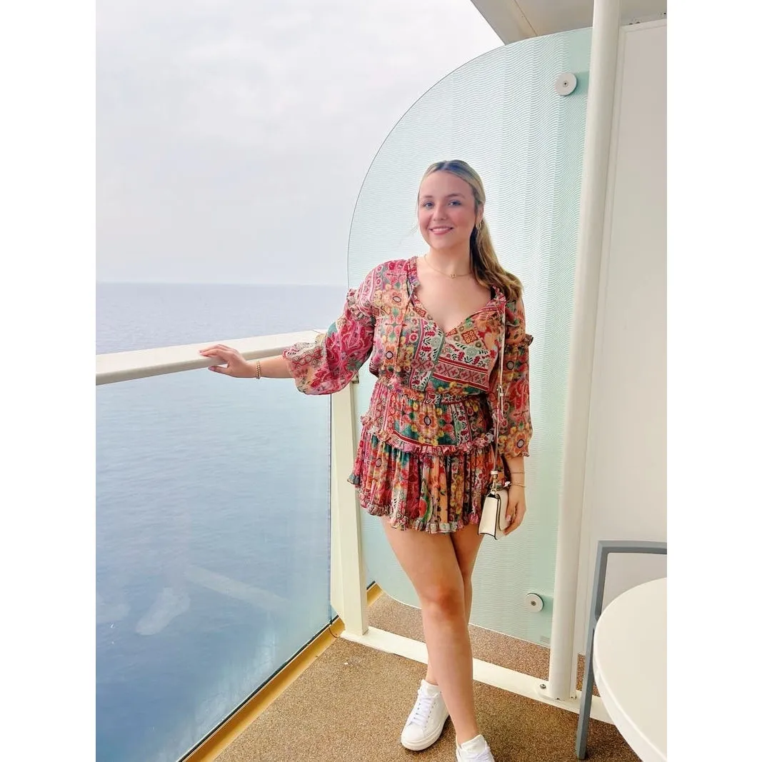 MISA Los Angeles Multicolored Metallic Split Neck Long Sleeve Elena Dress Size S - Image 3