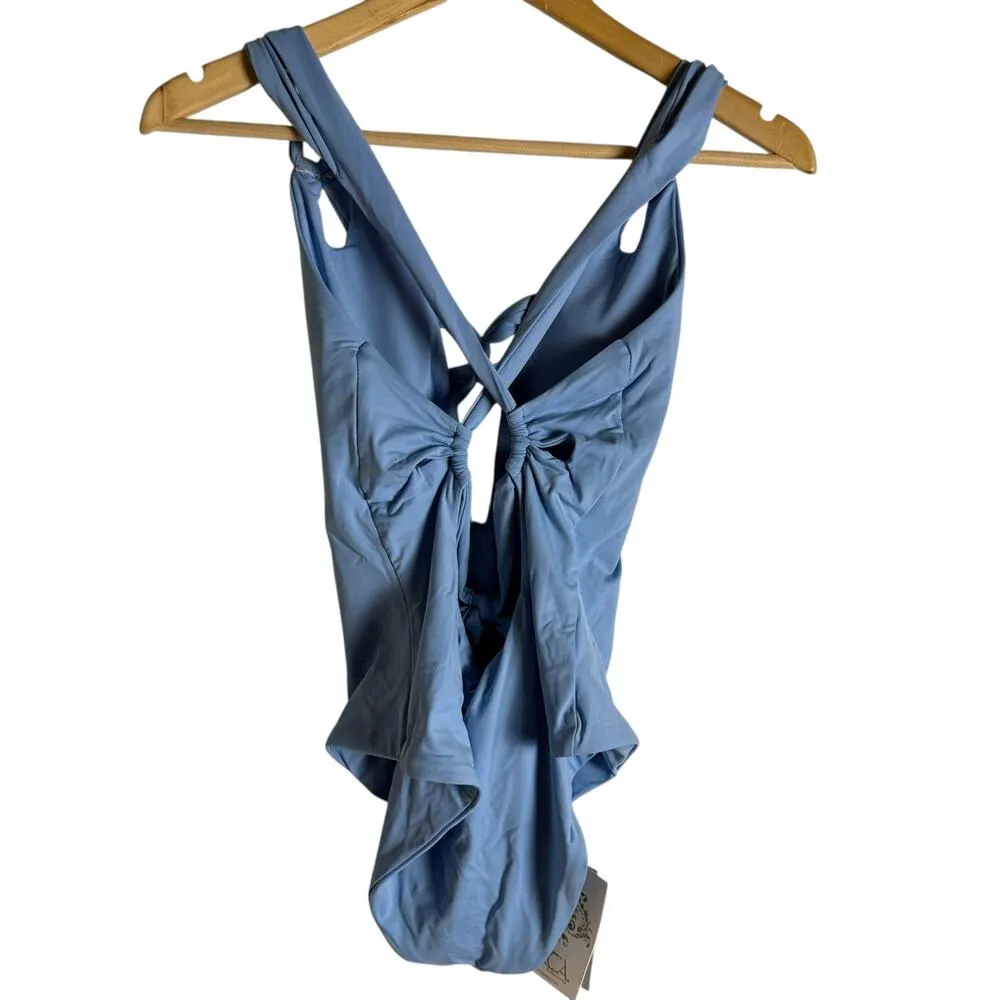 Becca Rebecca Virtue Helena Plunge Coastline Blue One Piece Swimsuit Size Medium - Image 10