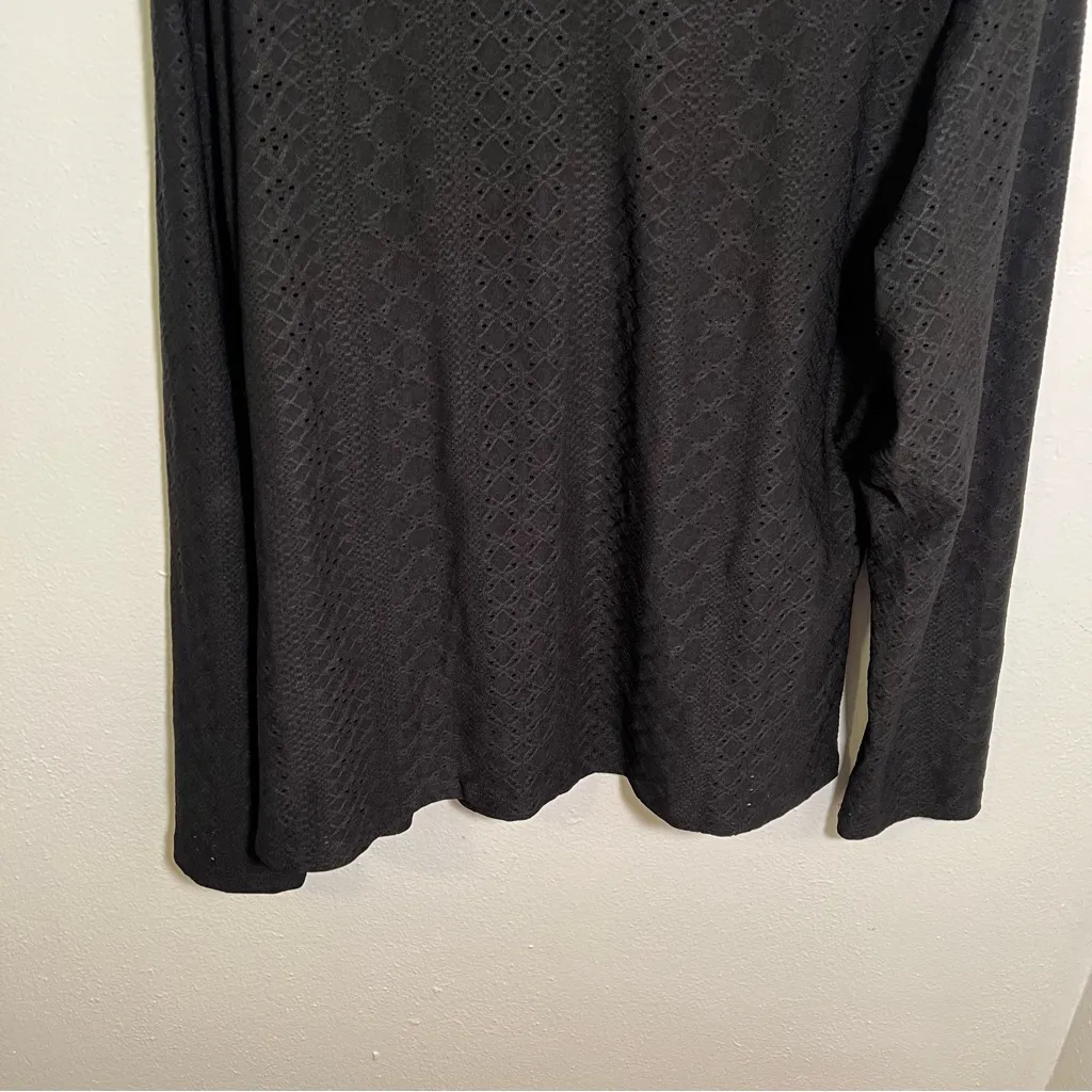 Shein Curve Long Sleeve Blouse Black Lace High Neck Keyhole 2XL - Image 9