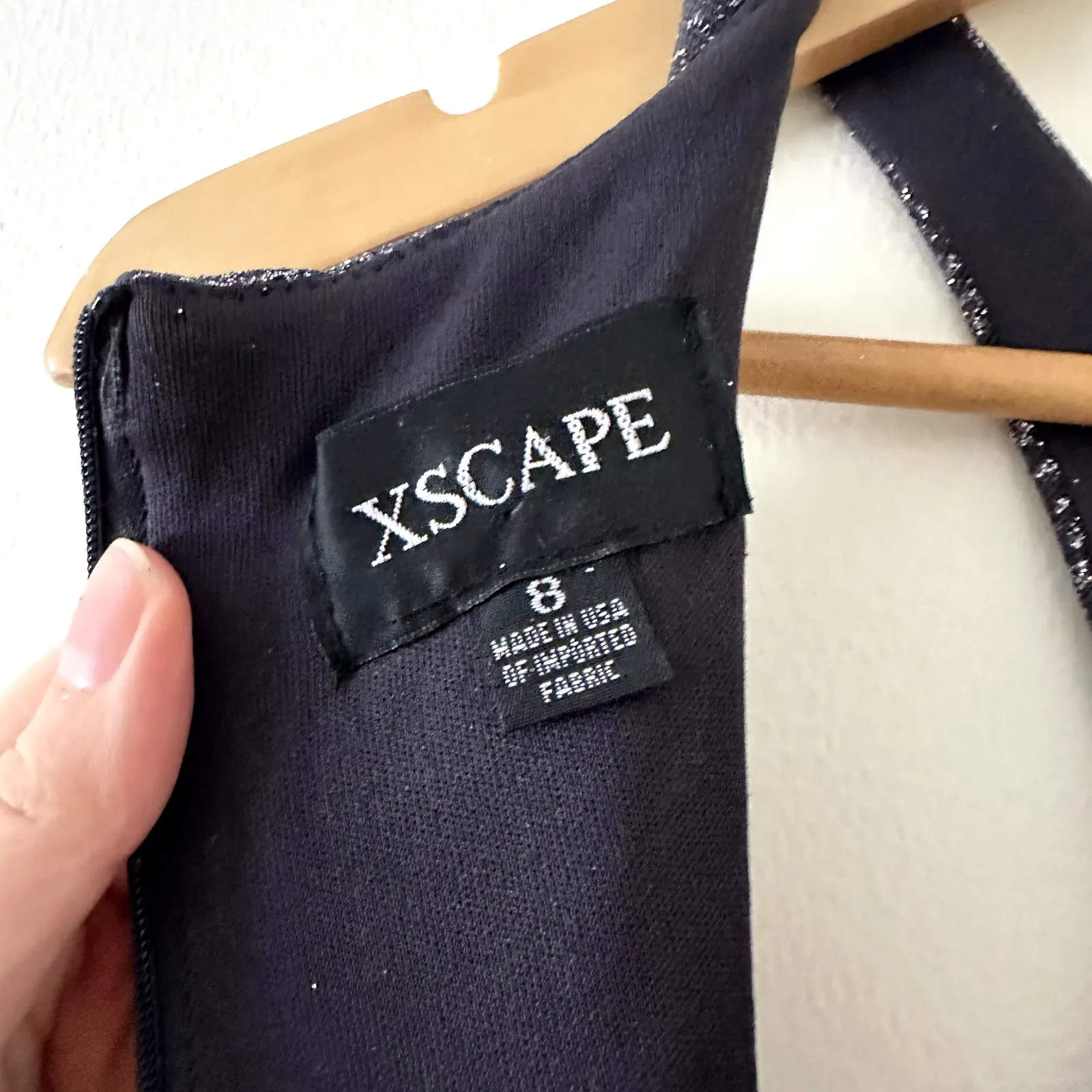 XSCAPE Halter Glitter Full Length Formal Gown Sz 8 - Image 3