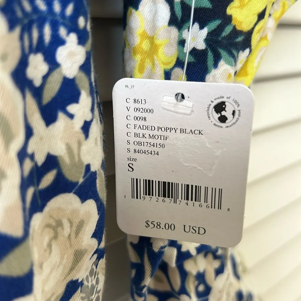 FP Movement Free People Inspire Printed Layer Faded Poppy Black Small NWT Blue - Image 7