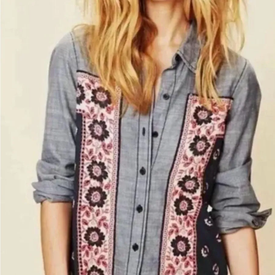 Free People Born Free Bandana
Print Chambray Western Shirt - Image 3