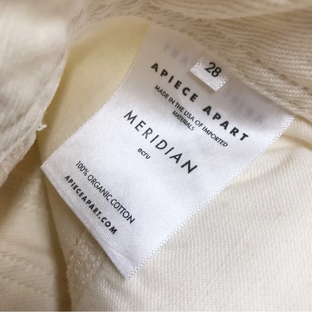 New APIECE APART Meridian Straight Leg Jeans‎ High Waist Rise Ecru Cream Size 28 - Image 9