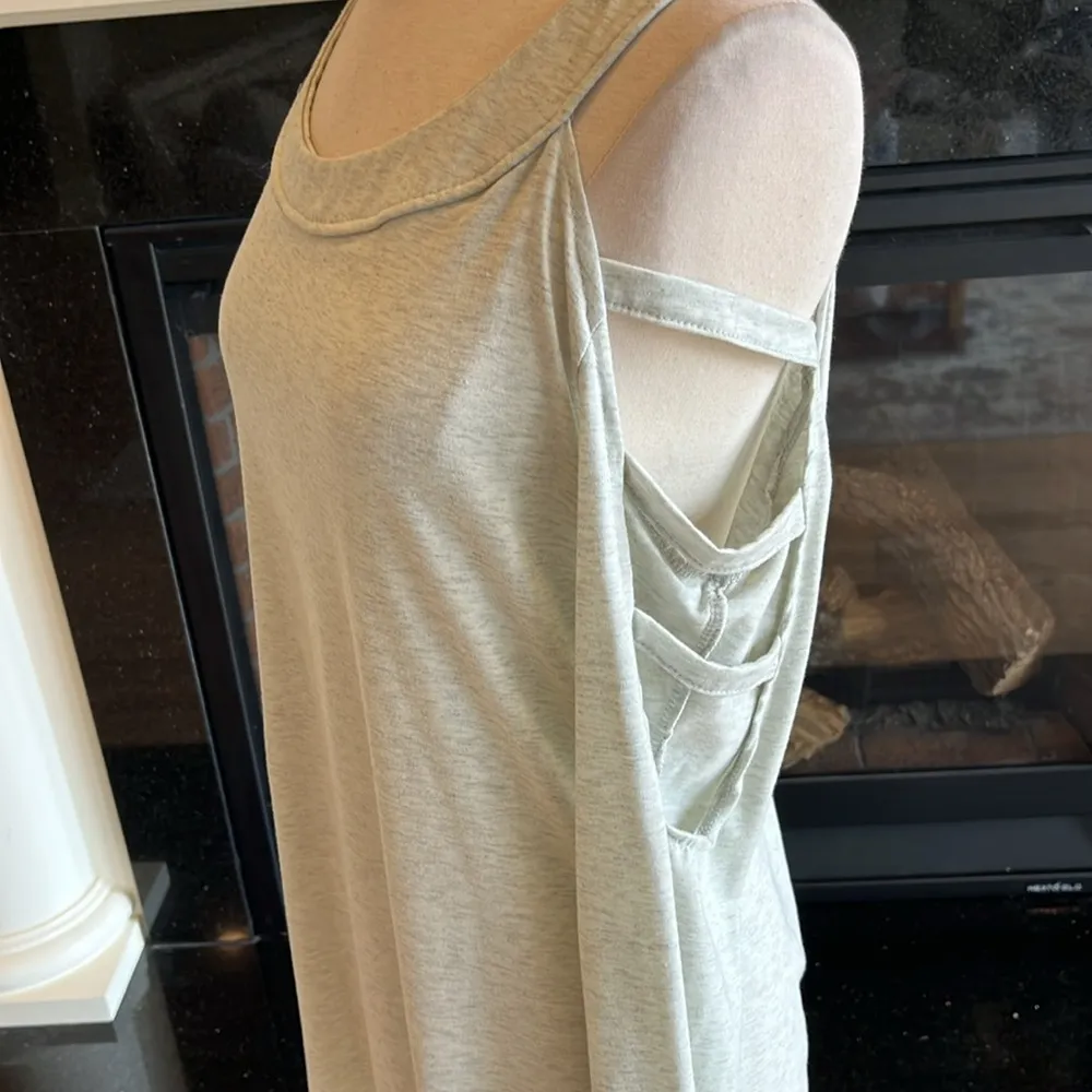 Heather Gray Dress Ladder Long Sleeve Comfy Knit Shift Short Date Night - Image 15