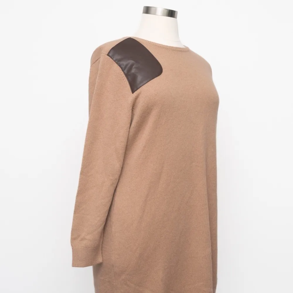 Lauren Ralph Lauren. Faux-Leather-Trim Wool-Cashmere Dress. - Image 7