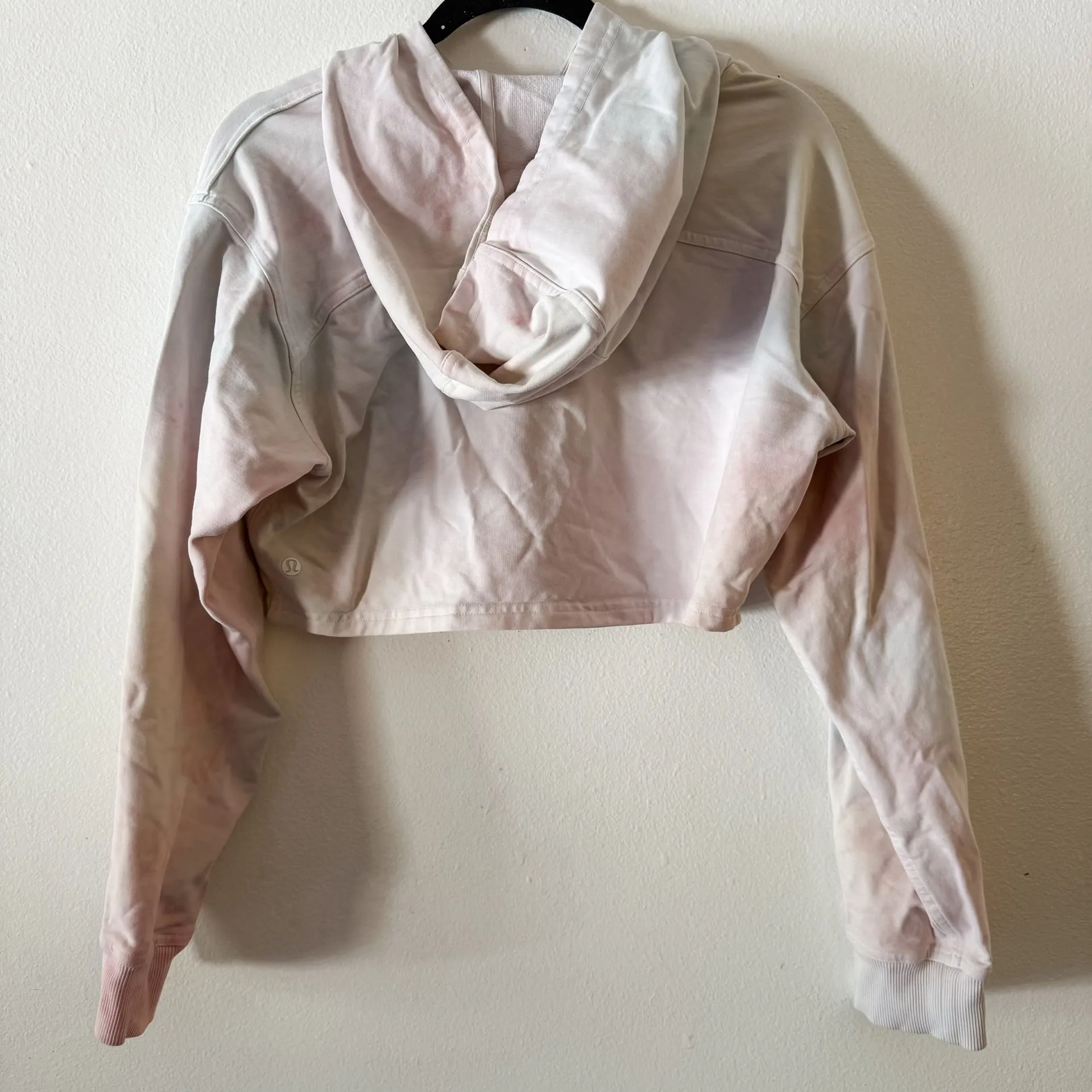 Lululemon All Yours Cropped Hoodie Tie Dye Cotton Candy Wash size 8 cotton Pink Size M - Image 3