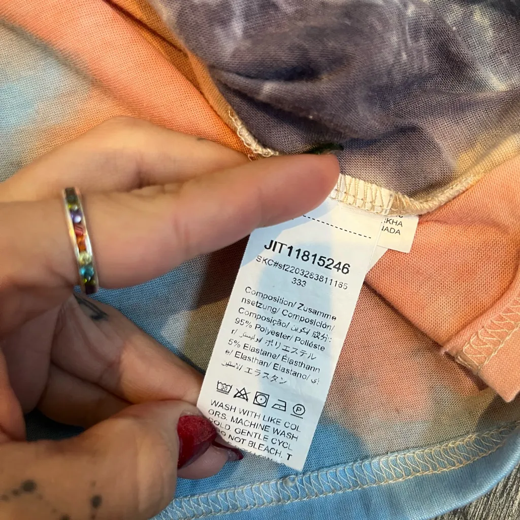 SHEIN Curve Plus Size 2XL Womens Pastel Tie-Dye T-Shirt Short Sleeves - Image 4