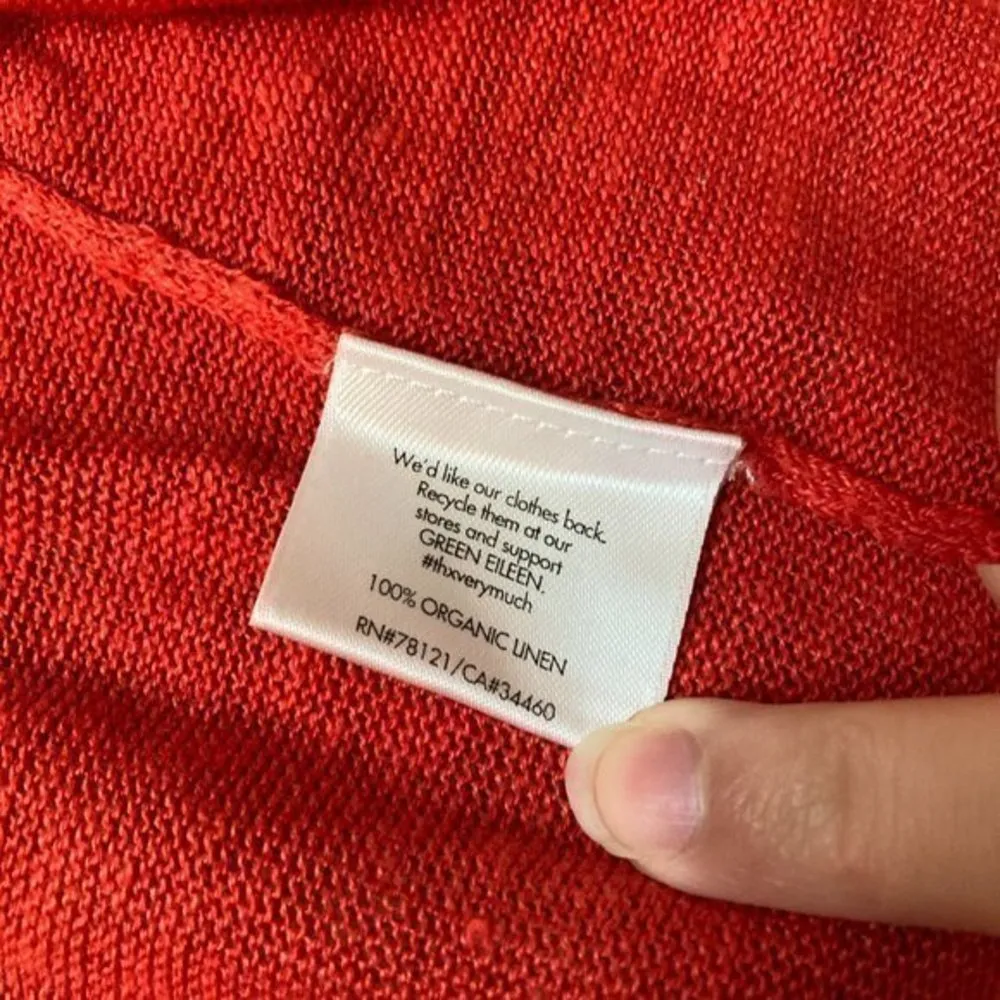 Eileen Fisher 100% Organic Linen Bright Red Cardigan Size L Petite - Image 7