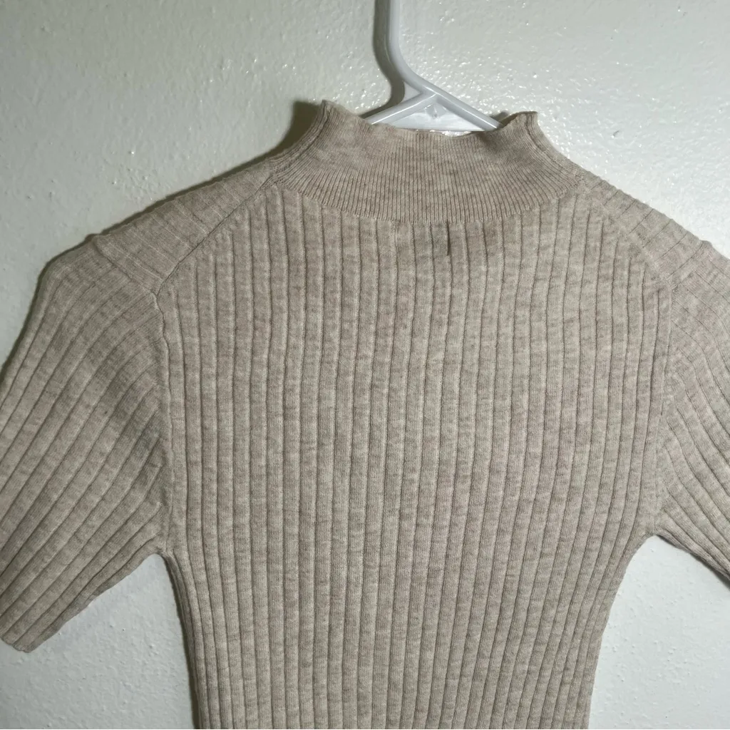 A New Day Lightweight Mock Neck Rib-Knit Sweater Soft Oatmeal XS - Image 7