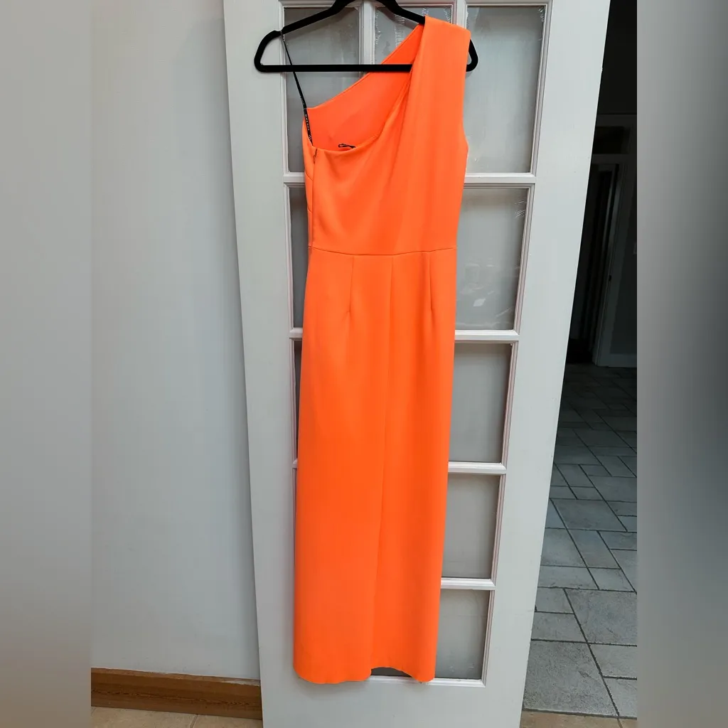 Black Halo Neon Apricot Rex One-Shoulder Gala Formal Gown Dress Size 8 Med - Image 7