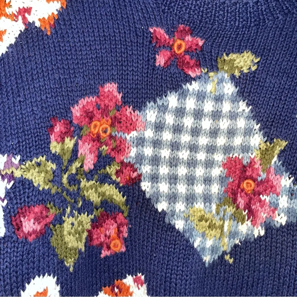 Signatures by Northern Isles Knitted By Hand Cottagecore Sweater Size Large Blue - Image 3