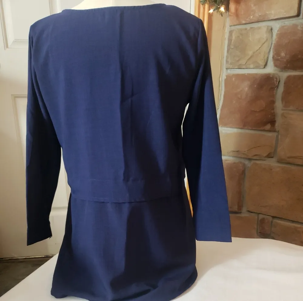 Lagenlook polycotton tunic w tie Blue Size M - Image 14