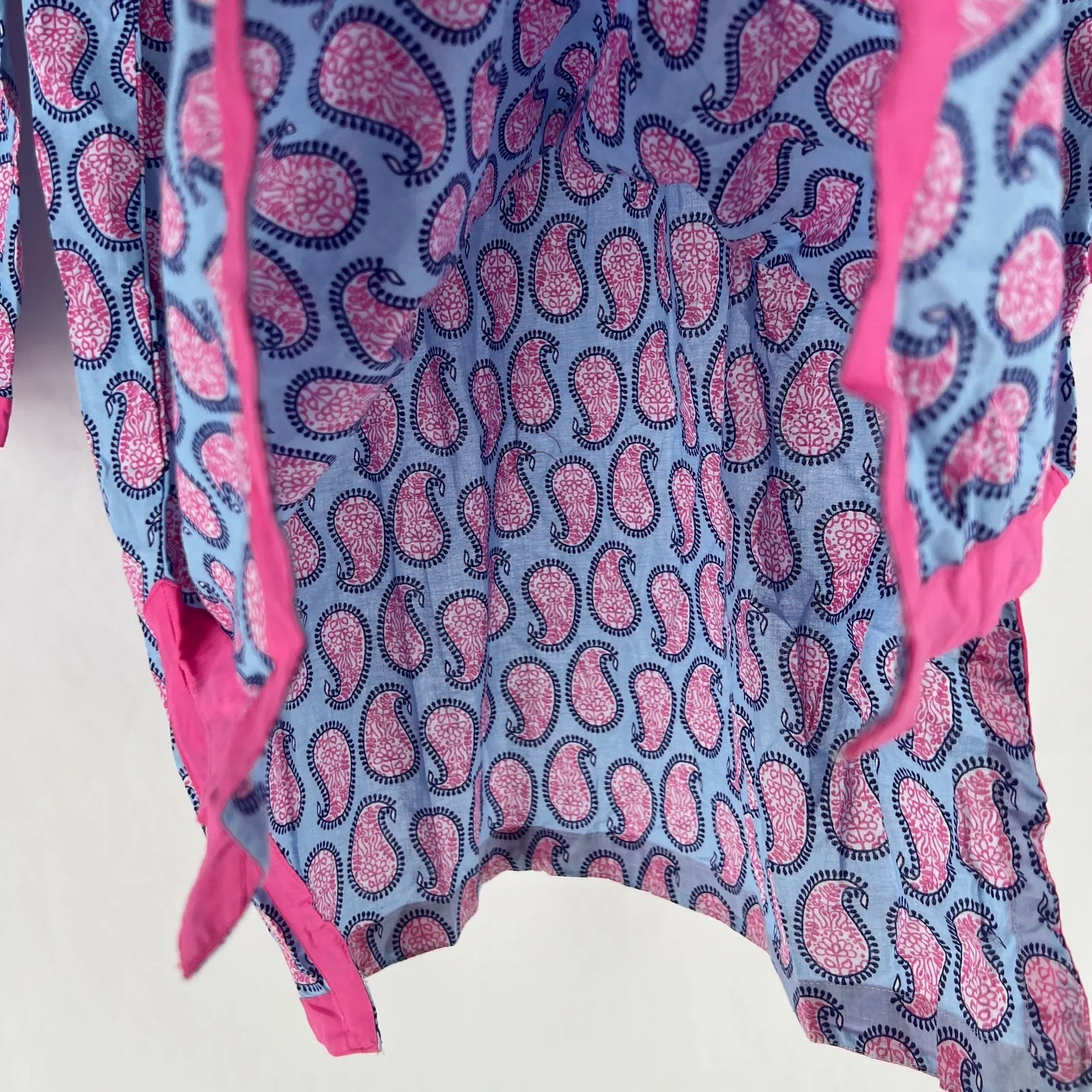 Malabar Bay Tunic Dress Womens XL Blue Cotton Paisley Resort Vacation Crew Neck Pink - Image 8