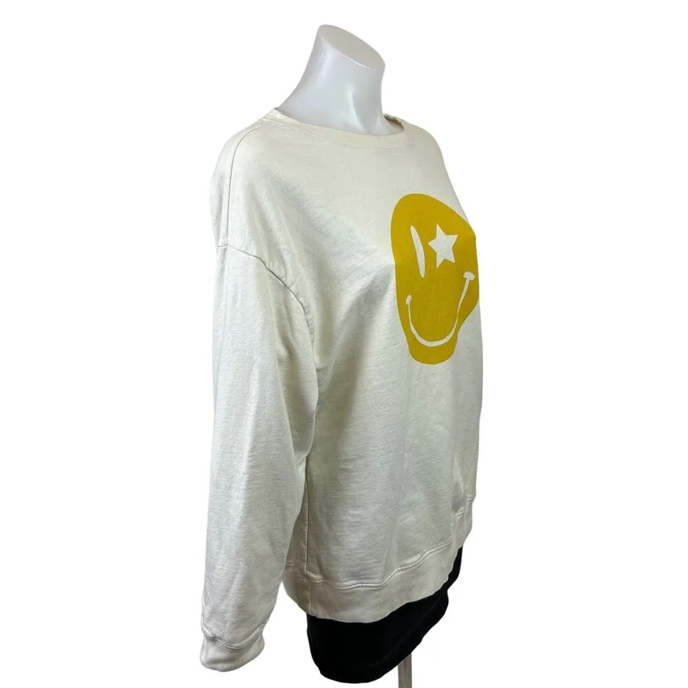 South Parade Alexa Smiley Star Eye Oversized White Long Sleeve Sweatshirt S - Image 3
