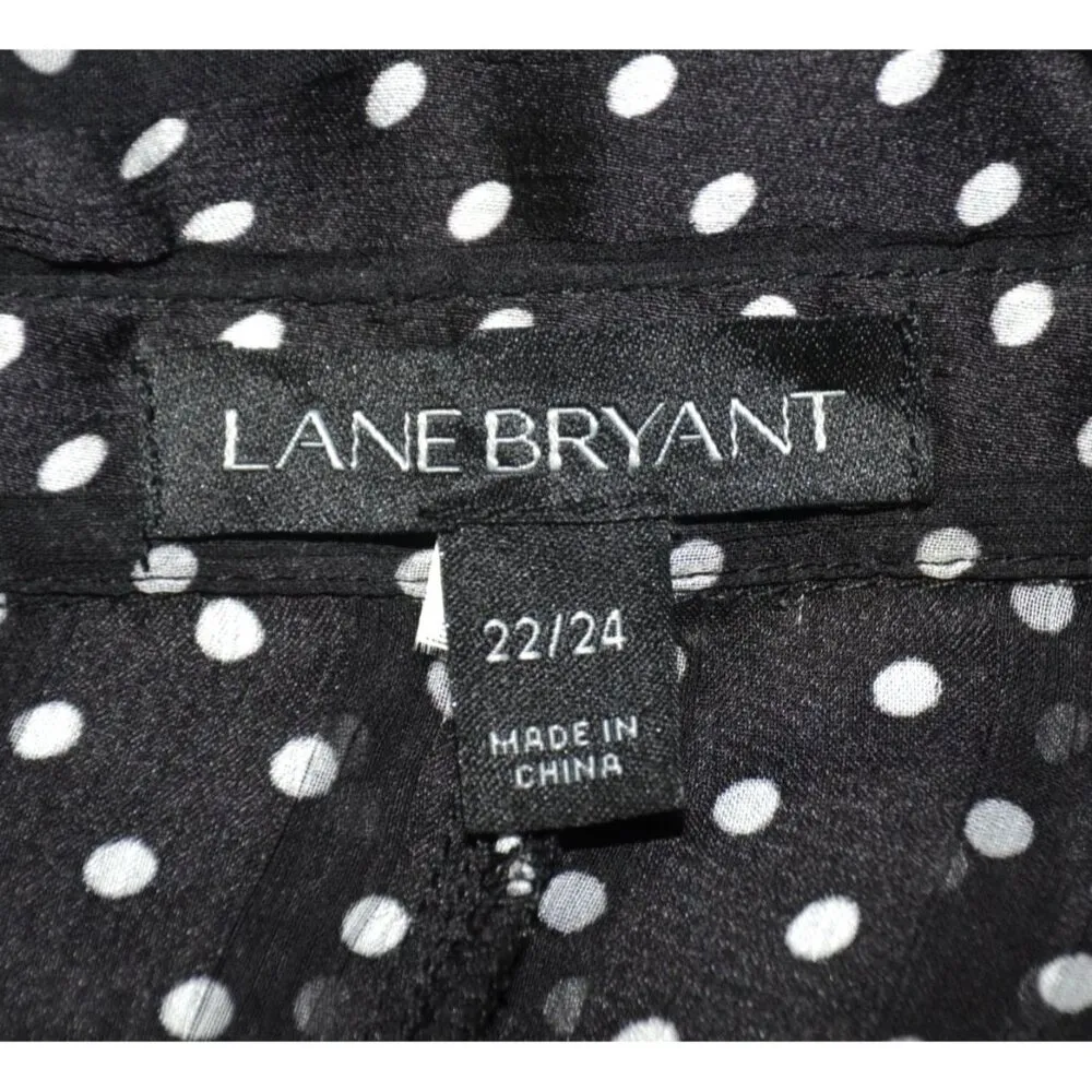 Lane Bryant Black Polka Dot Button Front Sheer Blouse Plus Size 22W 24W Tunic - Image 9