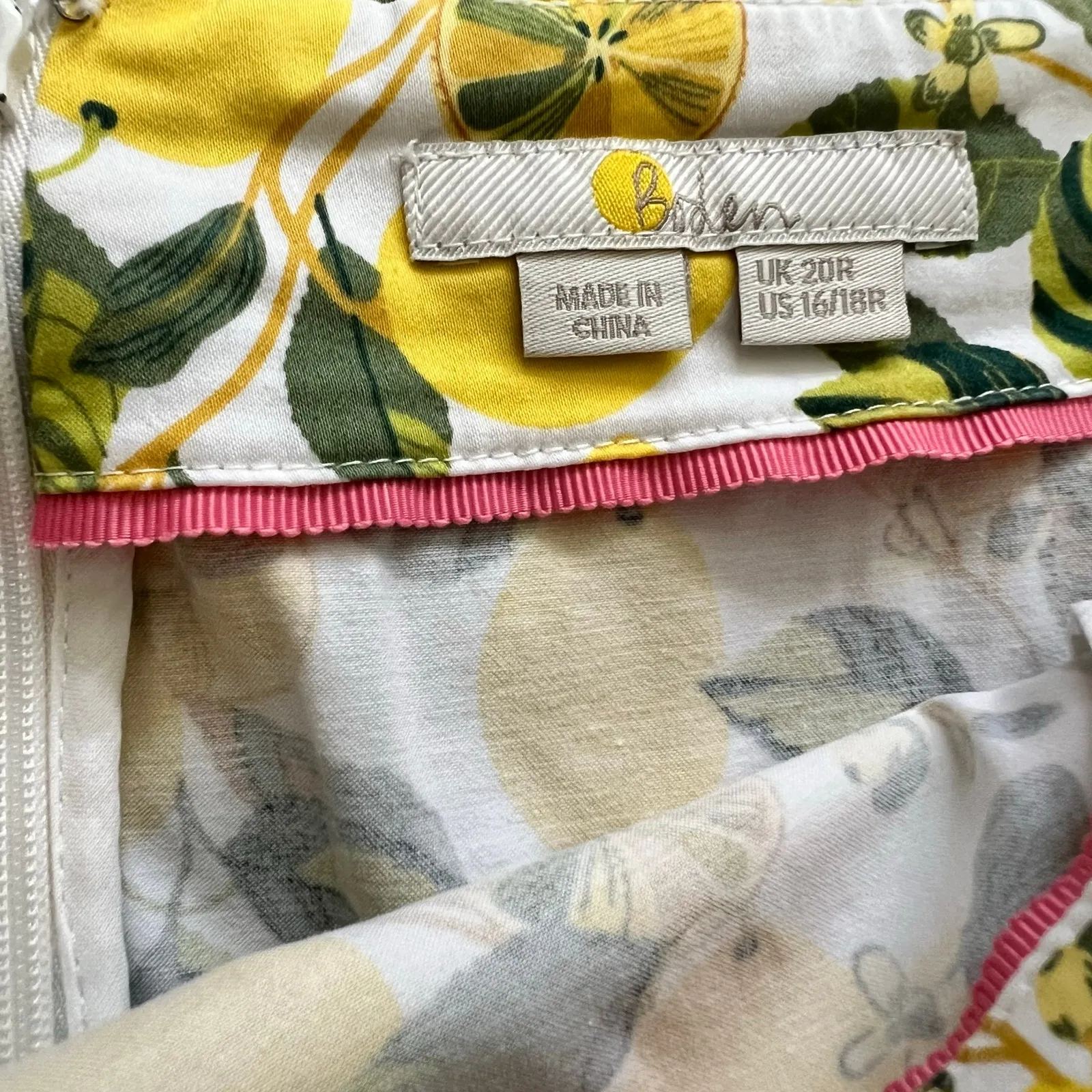 Boden Lemon Mini Skirt Printed Citrus US 16 18 R Fruit Yellow Plus Cotton Pencil - Image 4