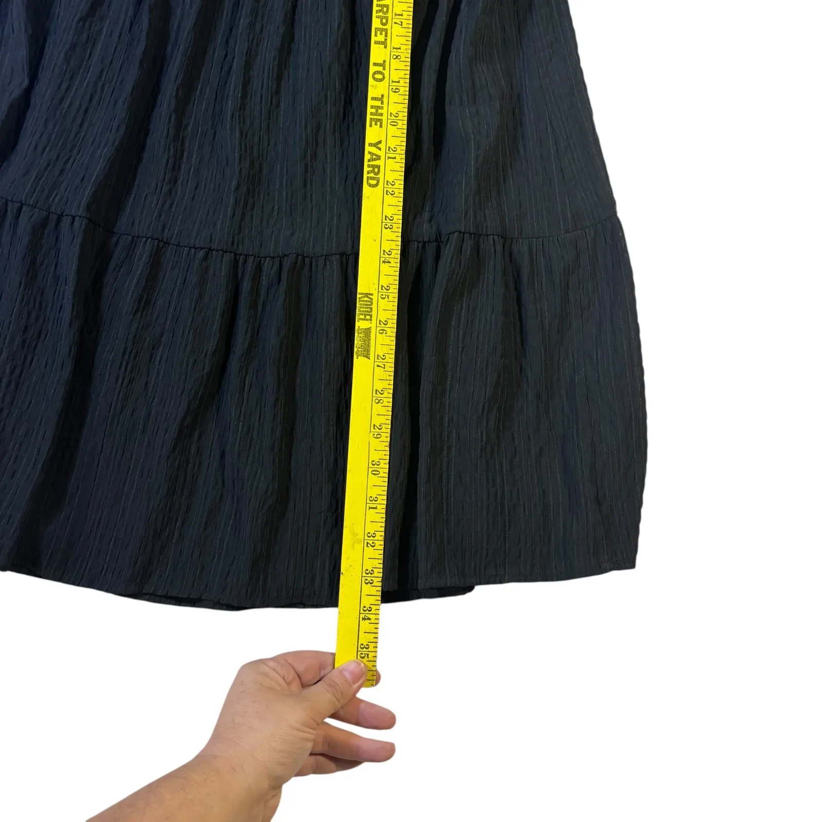 Who What Wear Black Textured Tiered Flutter Sleeve Dress Womens XS - Image 10