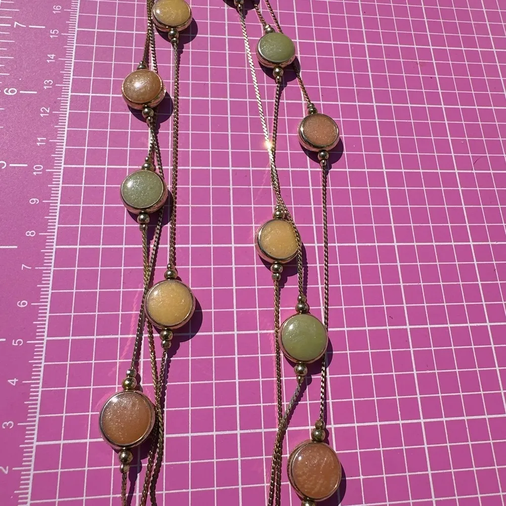 Ann Taylor Elegant Gold Necklace colorful reflective shiny pendants 24” NWT - Image 6