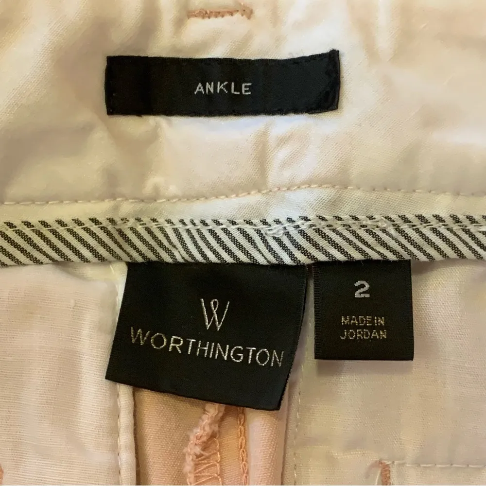 Worthington pants 2 Blush Pink Ankle Chinos Trousers Pockets Casual Classic - Image 2