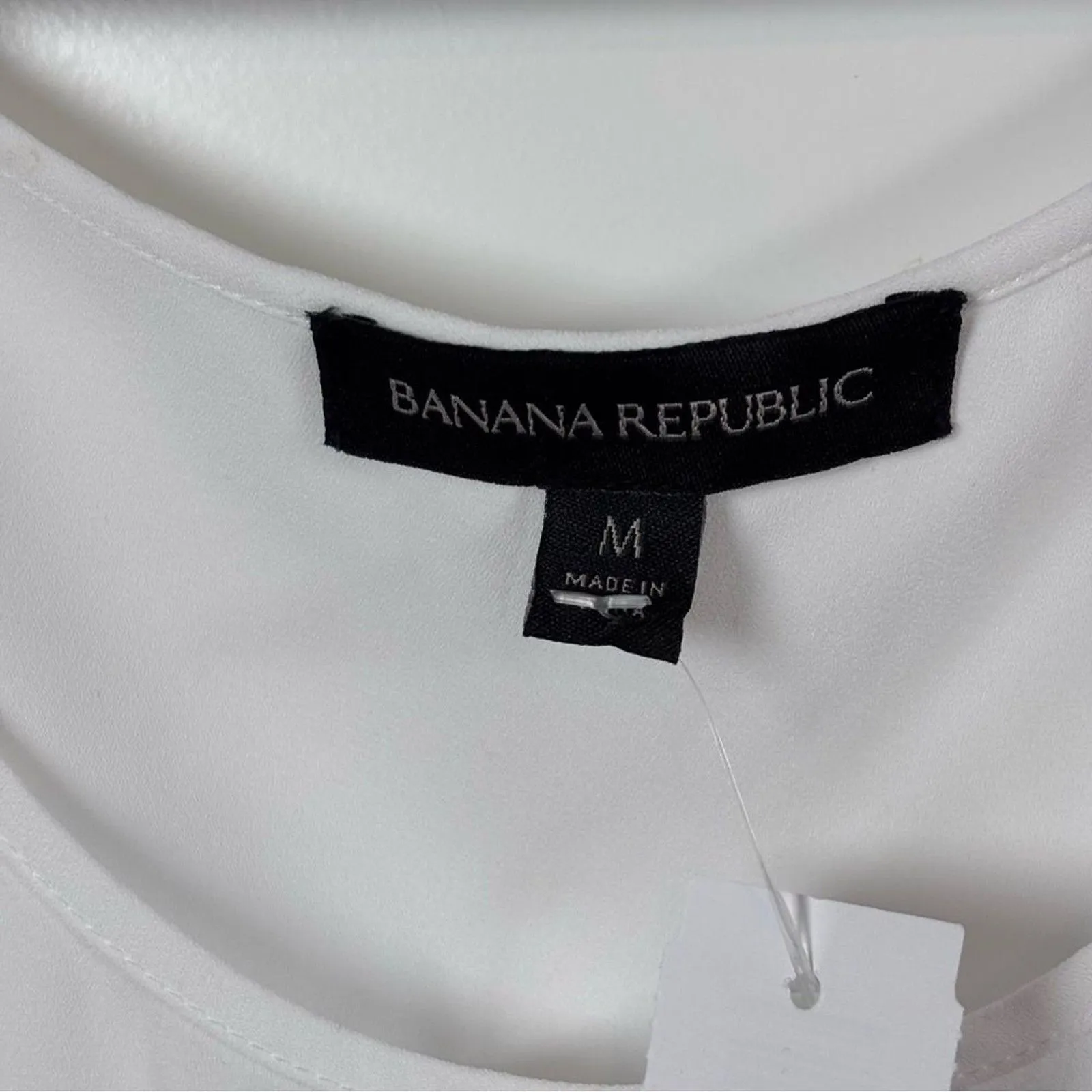 Banana Republic White Back Draped Cowl Neck Sleeveless Layered Hi- Low Top M - Image 3